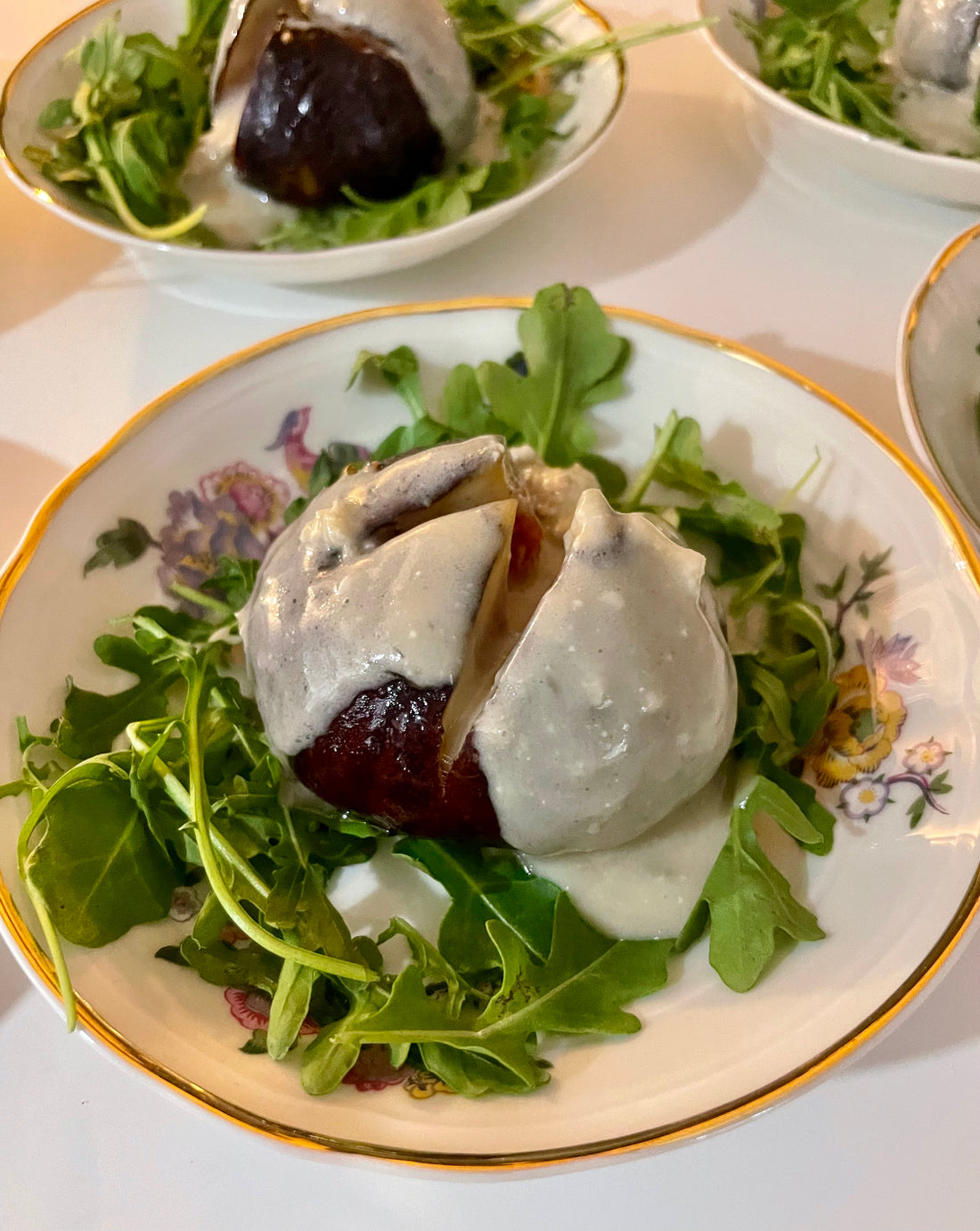 Figues rôties et crème au gorgonzola