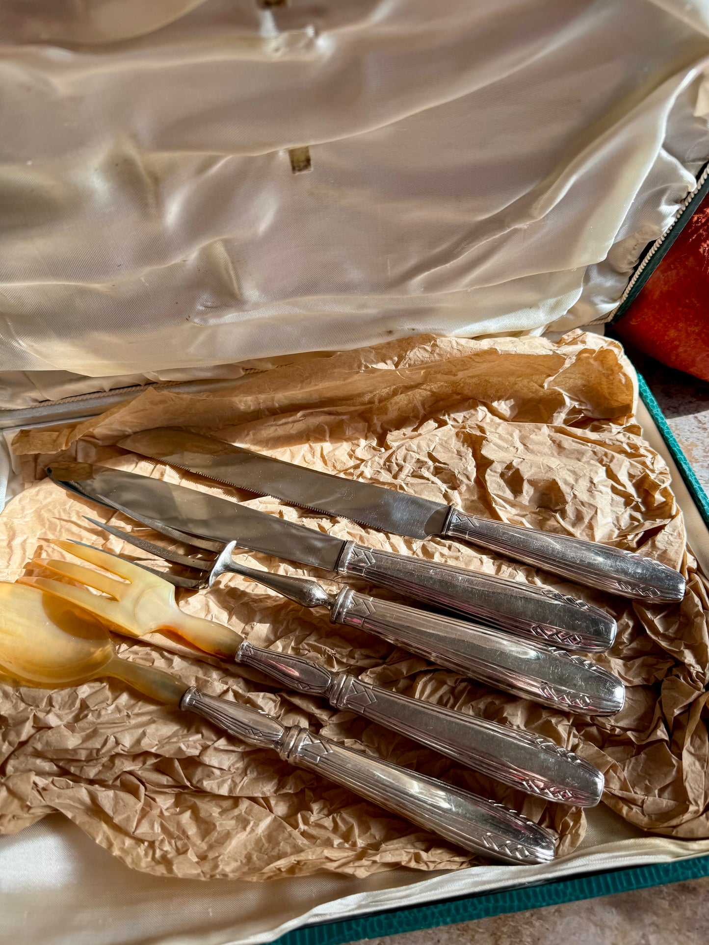 Ensemble de couverts de service art deco en métal argenté