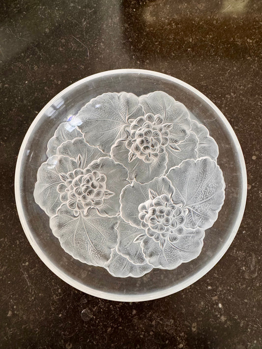 Coupelle en cristal motif hortensias