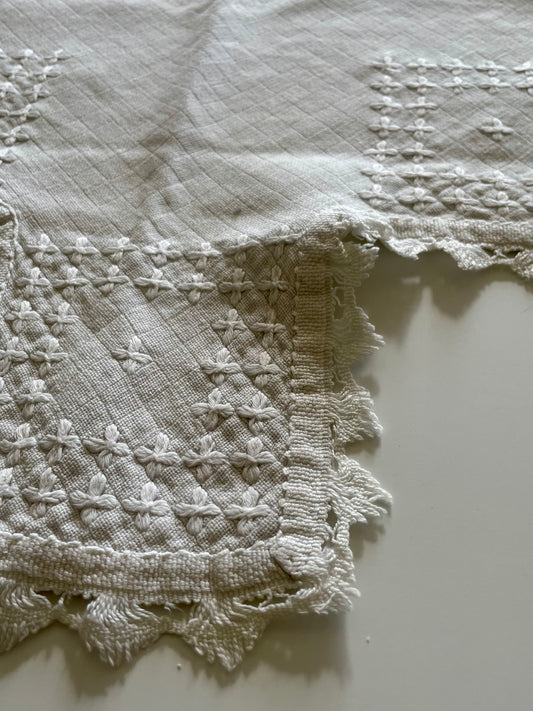 Embroidered damask cotton placemat