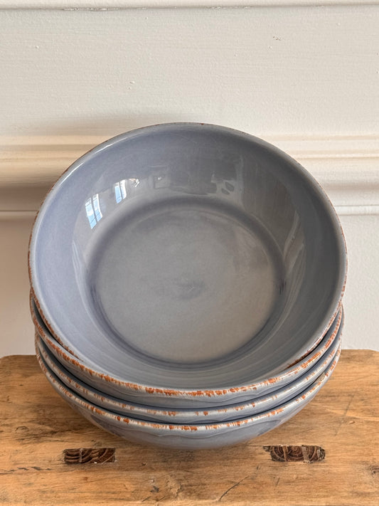 4 assiettes creuses bleu-gris VARAGES