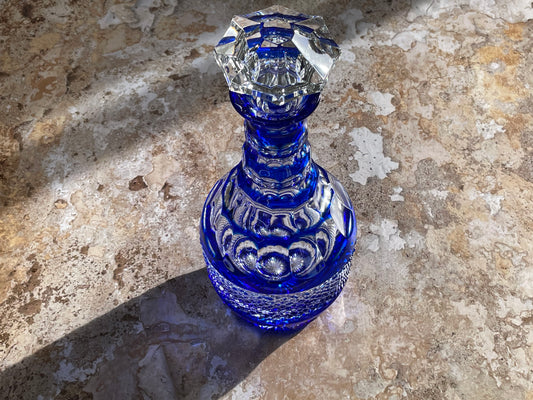 Carafe en cristal de bohème bleu