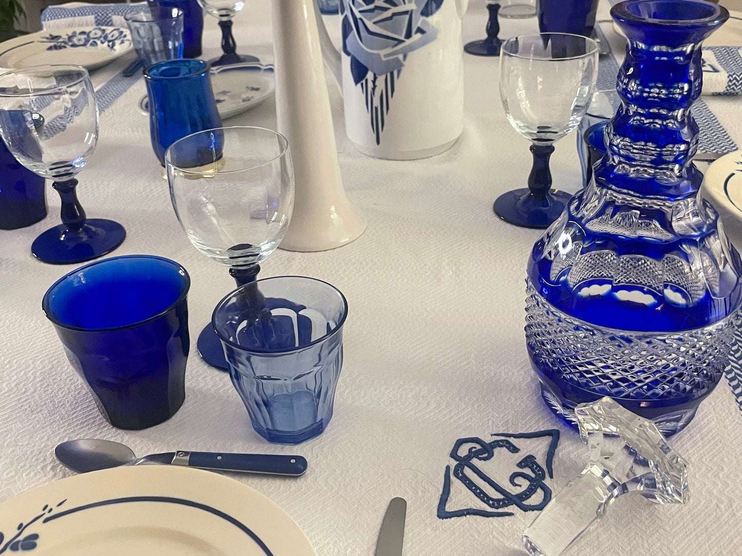 6 faceted crystal stemmed glasses