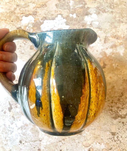 Vintage pumpkin pitcher from the Manufacture de Digoin