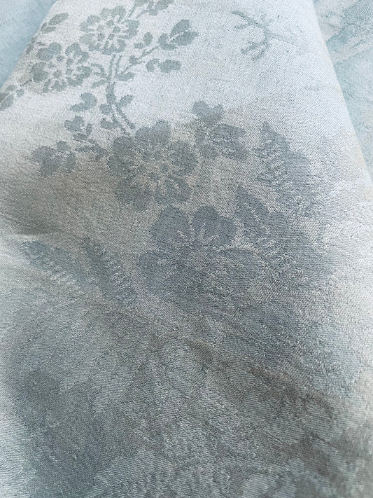 Très grande nappe rectangulaire gris-bleuté en lin