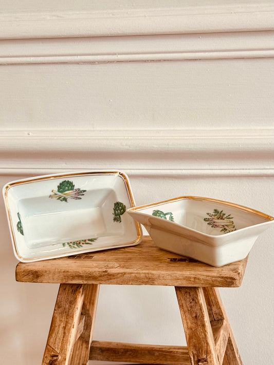 Service à asperges ou artichauts en porcelaine.