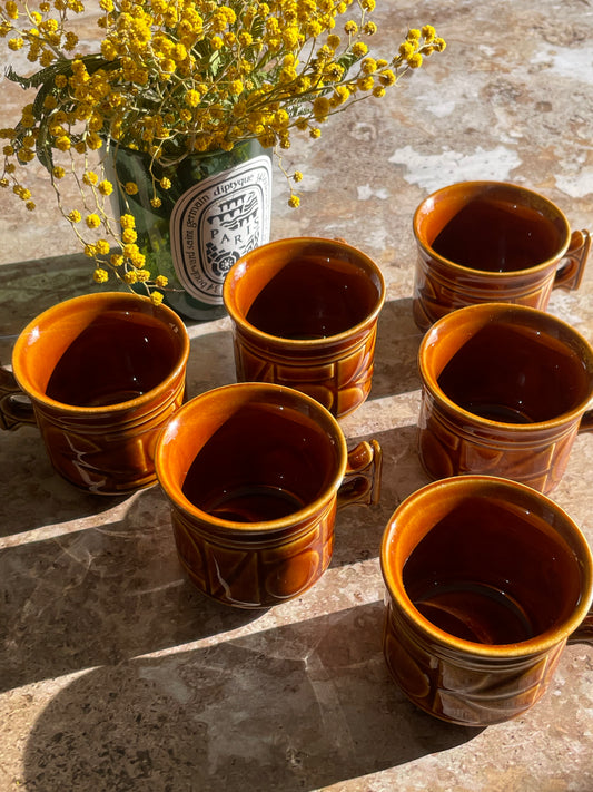 6 CIPA Italian Ceramic Brown Coffee Cups