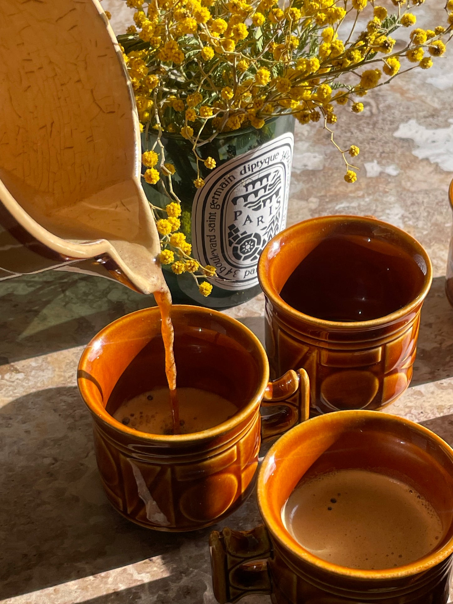 6 CIPA Italian Ceramic Brown Coffee Cups