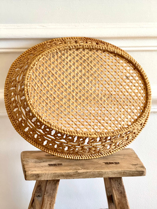 Grande corbeille ovale en osier