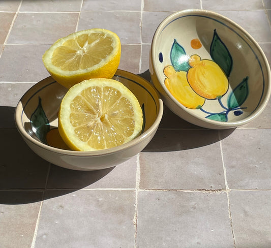 Deux coupelles motif citrons