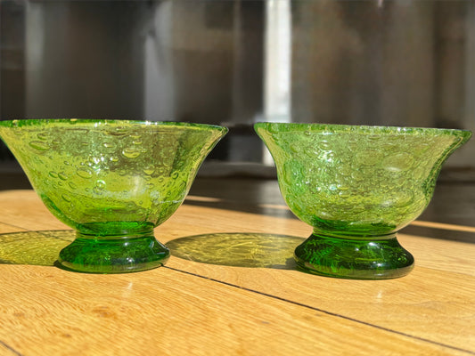 Paire de coupelles en verre bullé