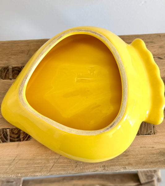 Vide poche en céramique jaune et or