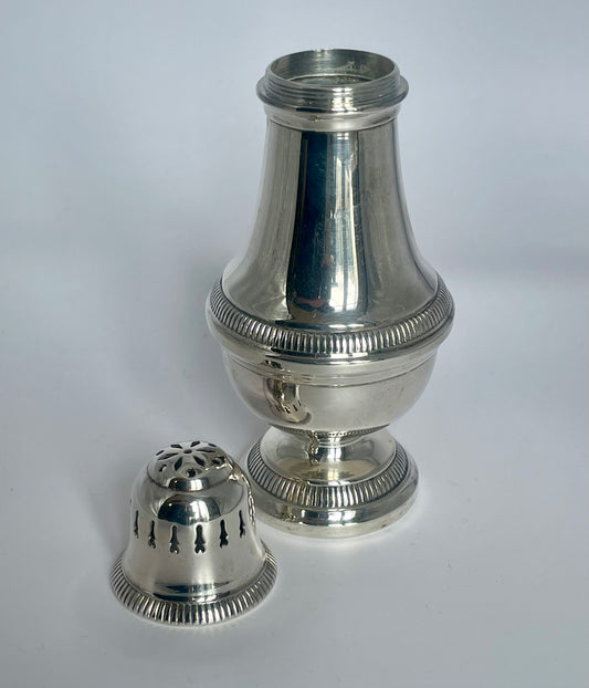 Silver metal sugar bowl (stirrer)