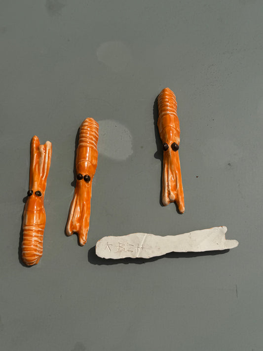 4 décorations de table ou porte-couteaux "langoustines"