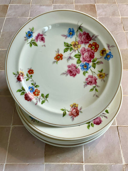 6 assiettes plates en porcelaine de Limoges Raynaud