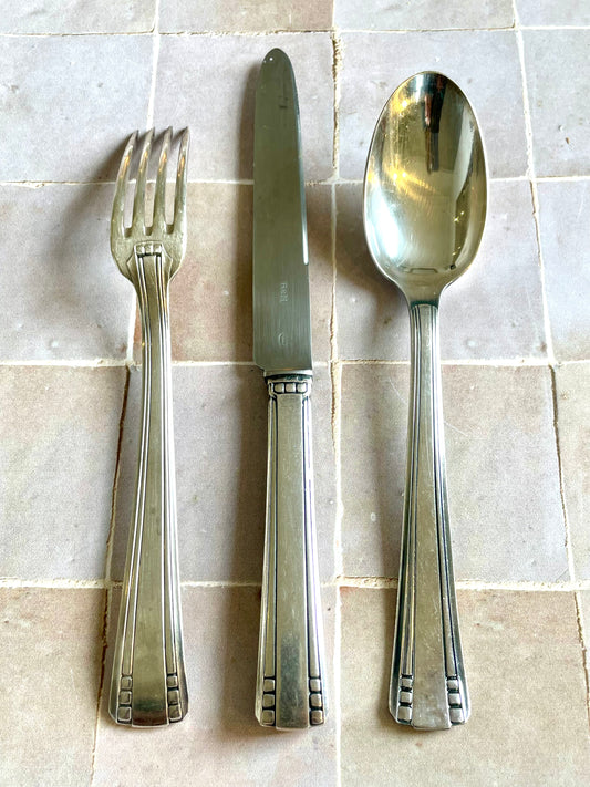 Set of 18 silver-plated art deco style cutlery