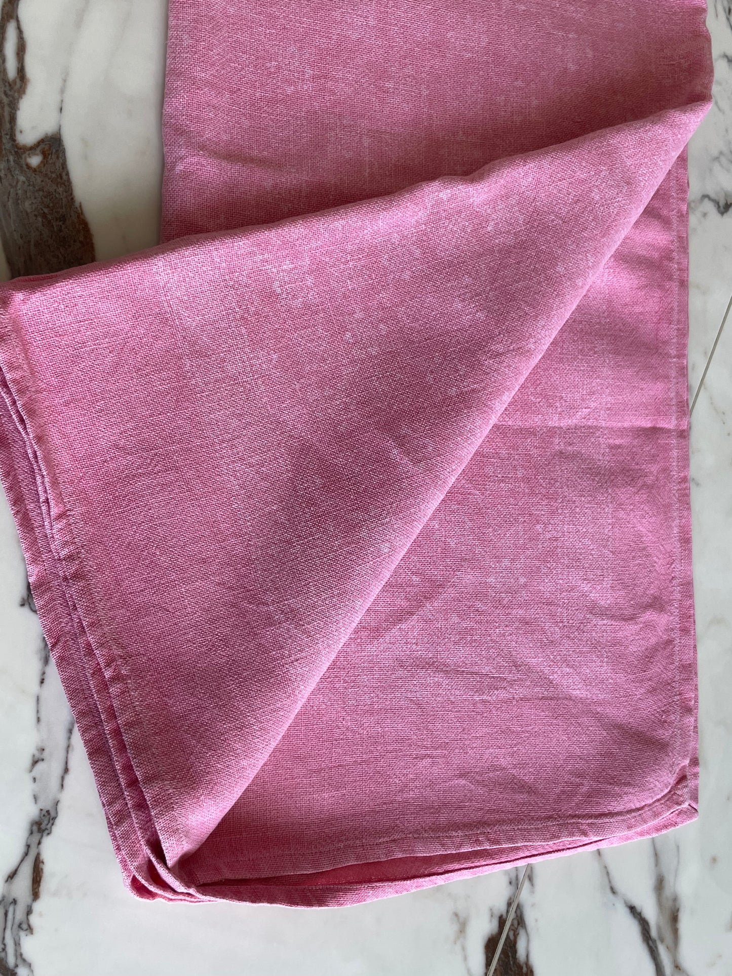 Nappe rectangulaire en lin rose