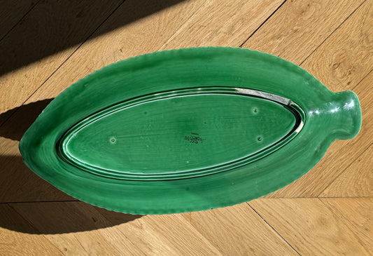 Plat à poisson Art Déco en faïence de Sarreguemines