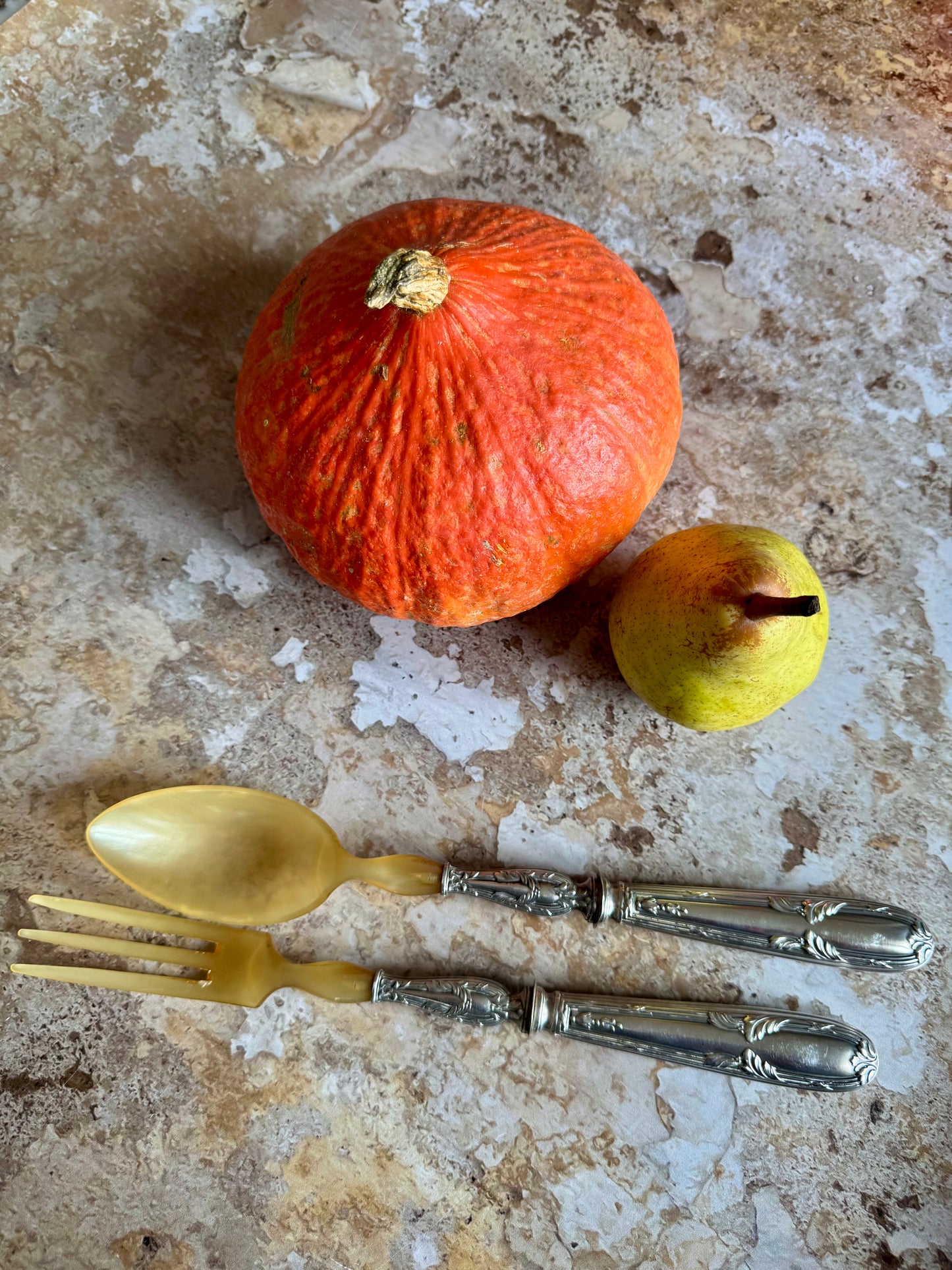 Couverts à salade en métal argenté fourré