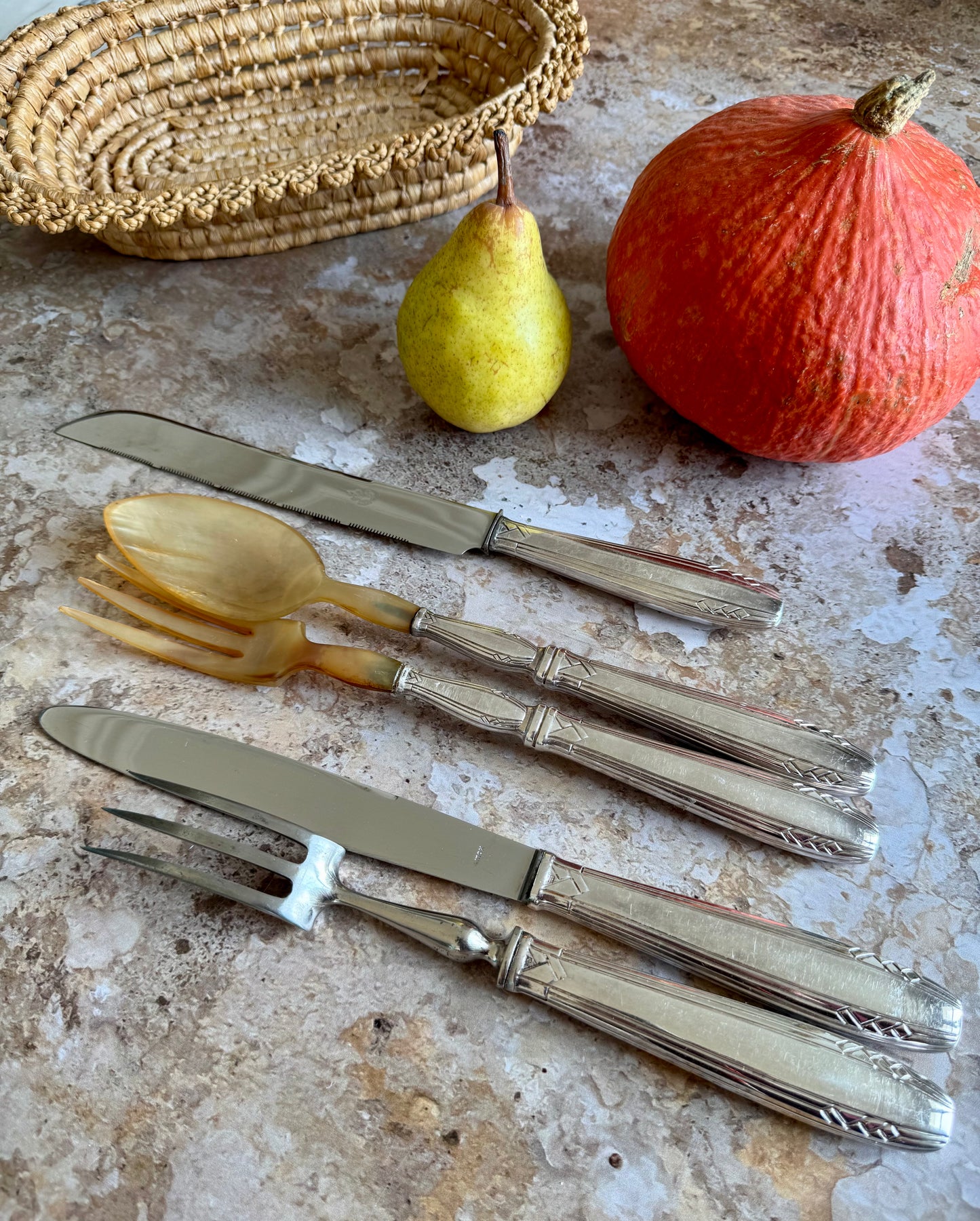 Ensemble de couverts de service art deco en métal argenté