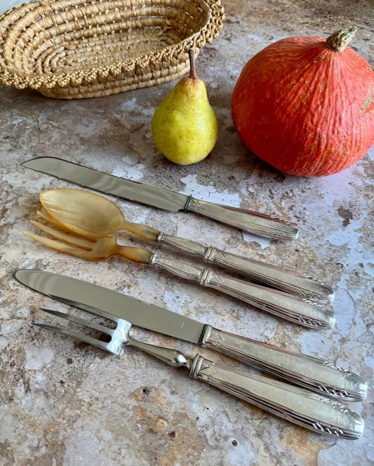 Ensemble de couverts de service art deco en métal argenté