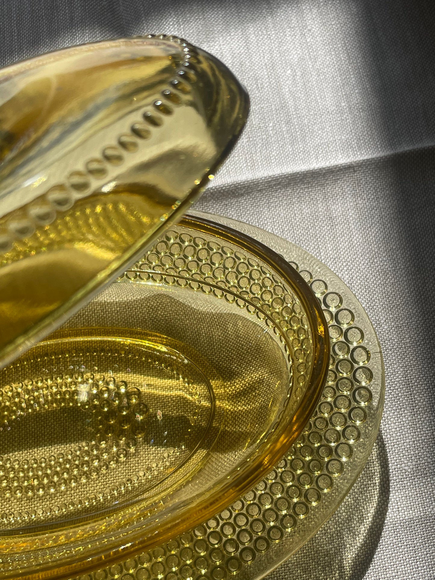 Oval glass butter dish