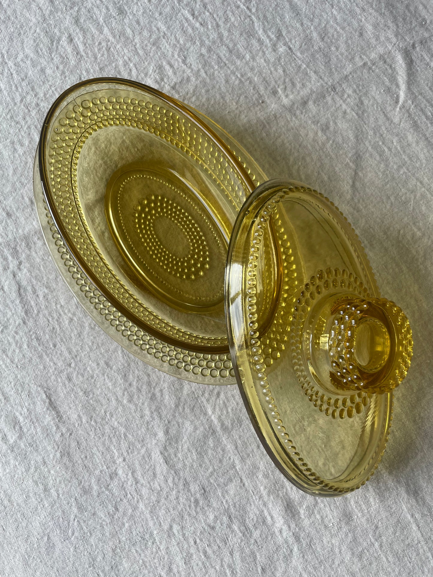 Oval glass butter dish