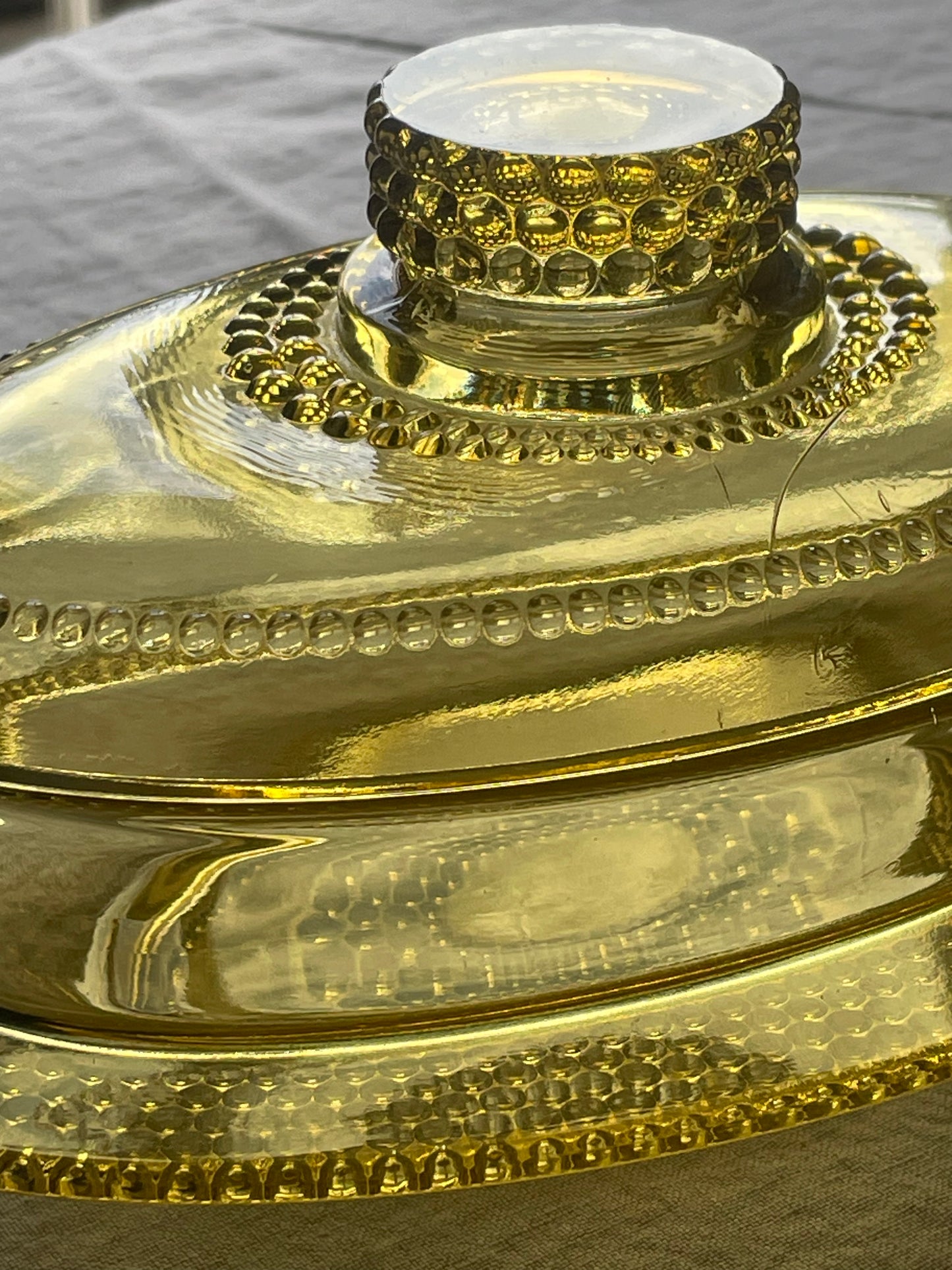 Oval glass butter dish