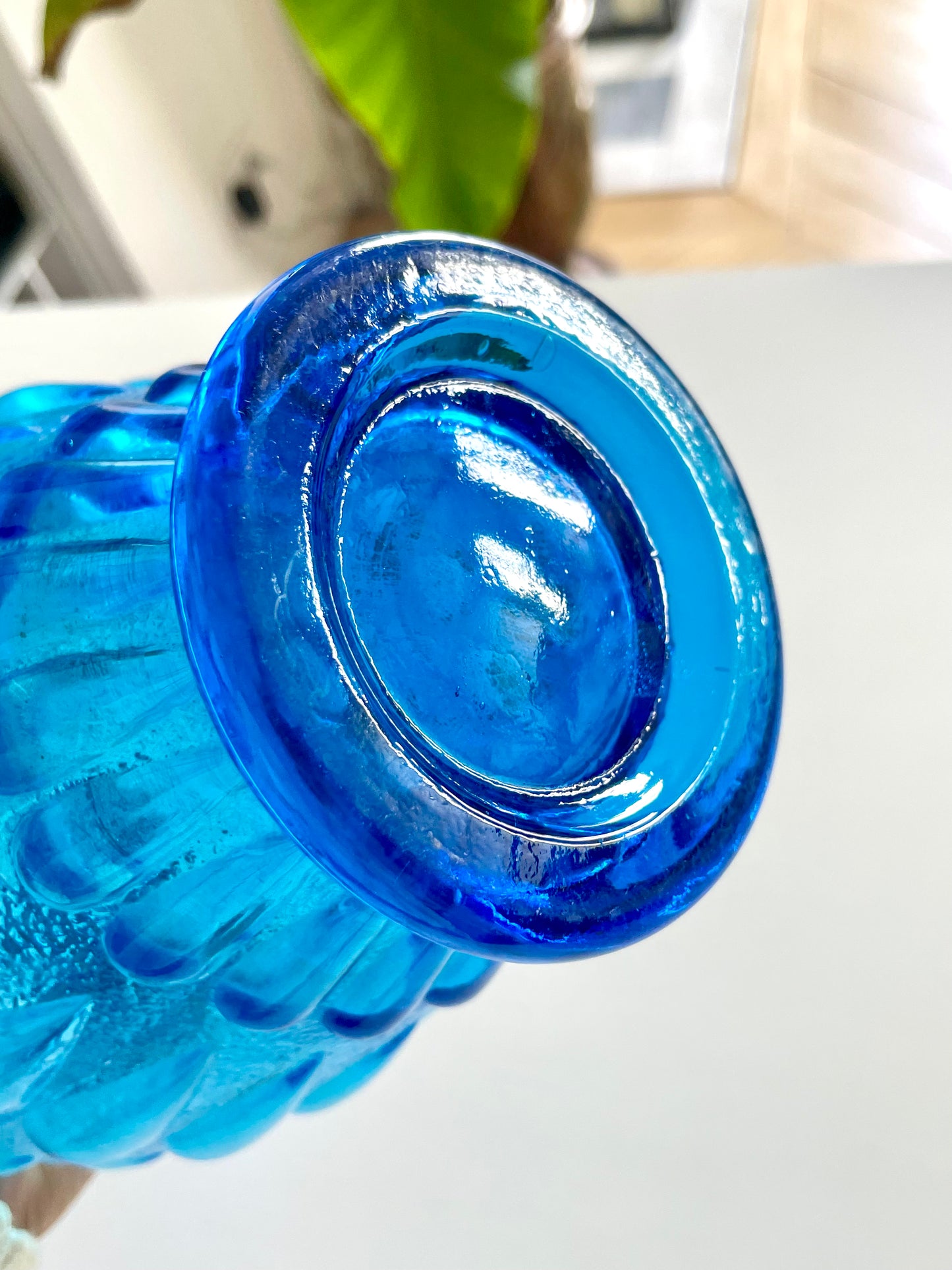 Large blue glass vase