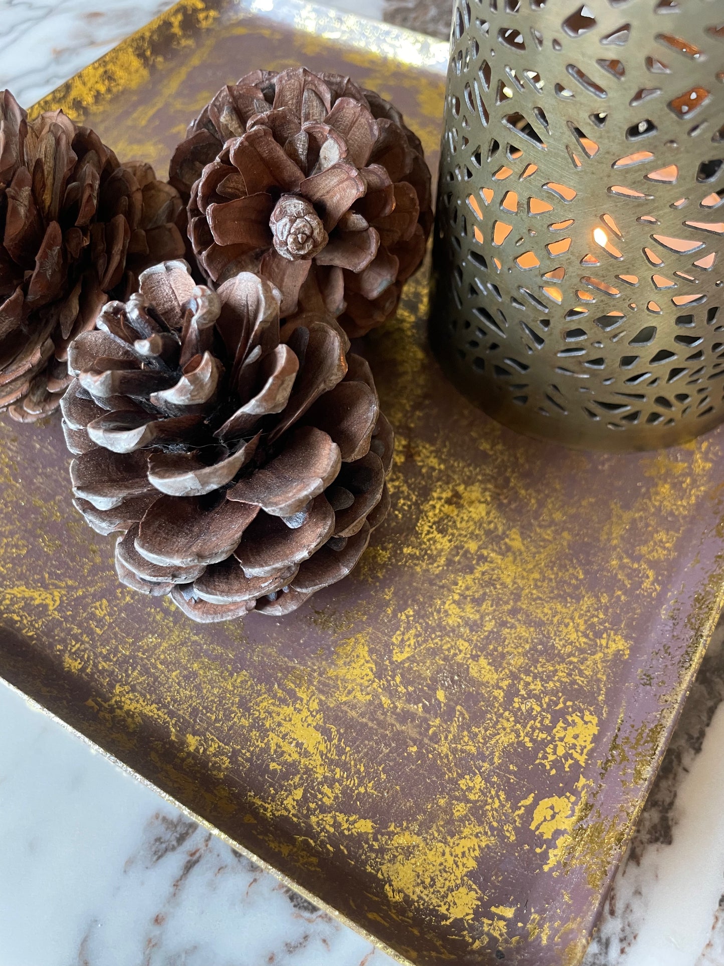 Set of two gilded brass trays