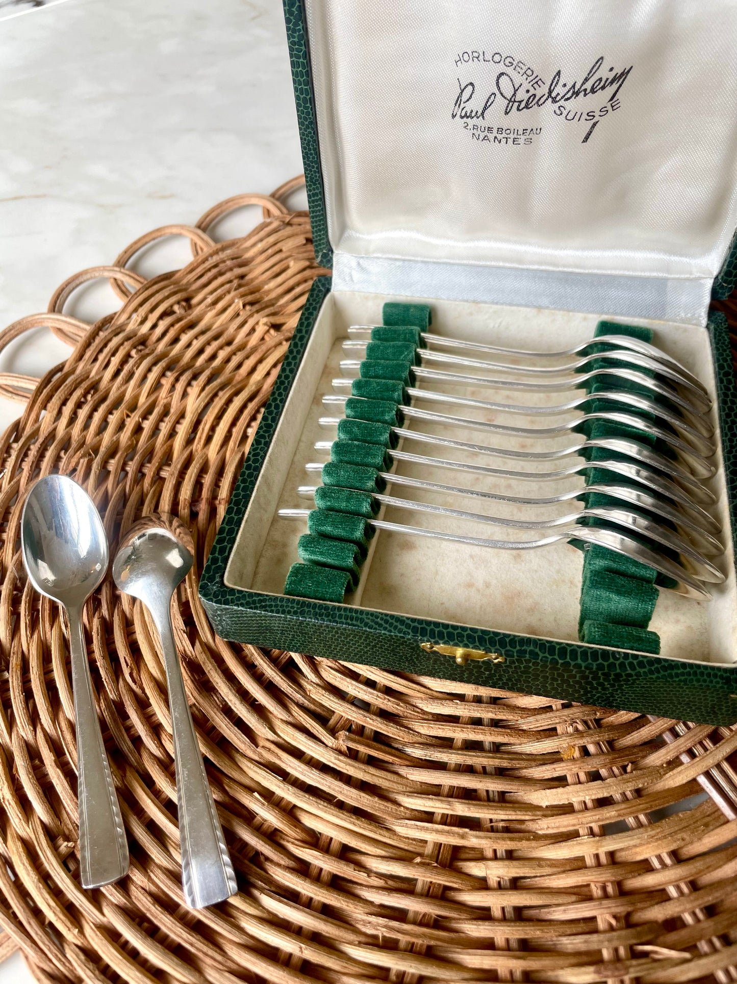 12 small silver metal teaspoons