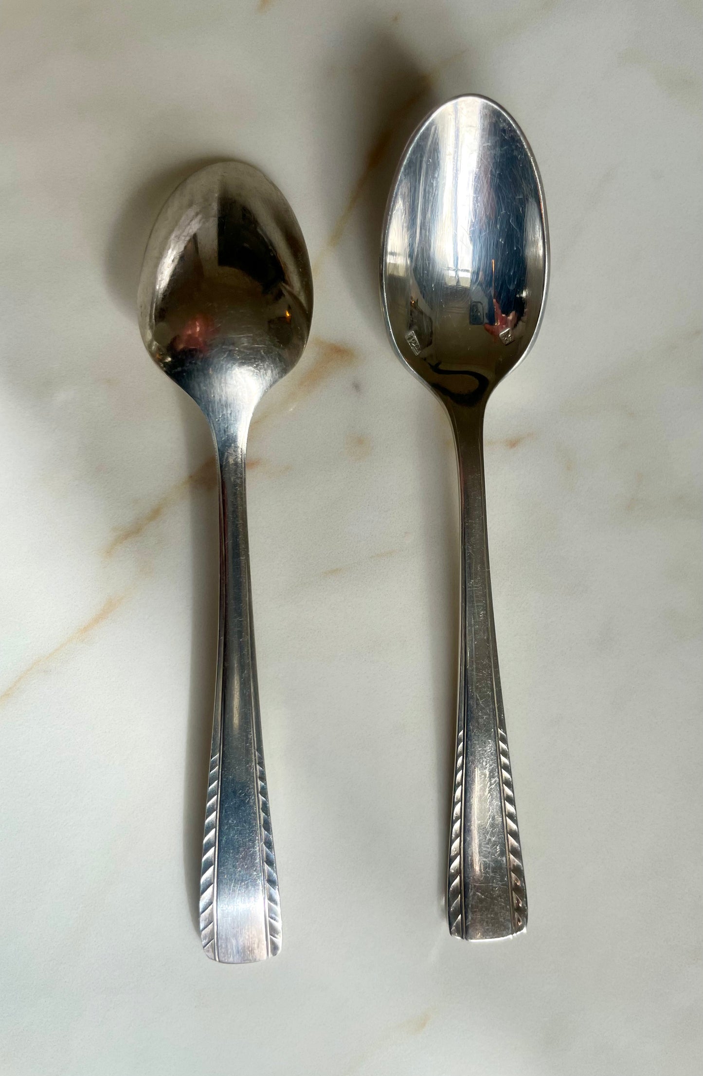 12 small silver metal teaspoons