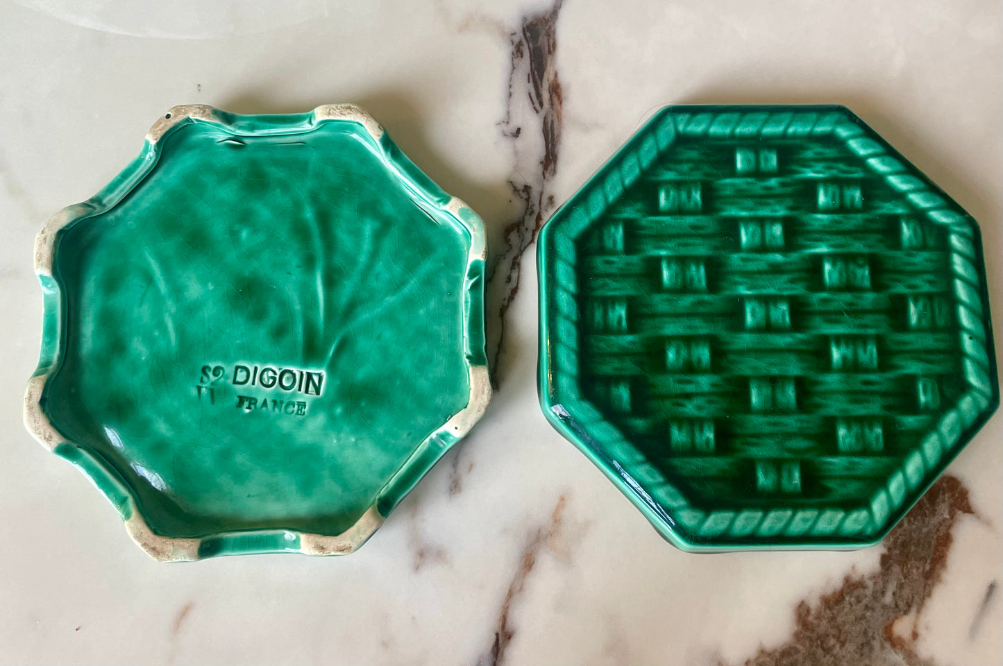 Pair of ceramic bottle coasters