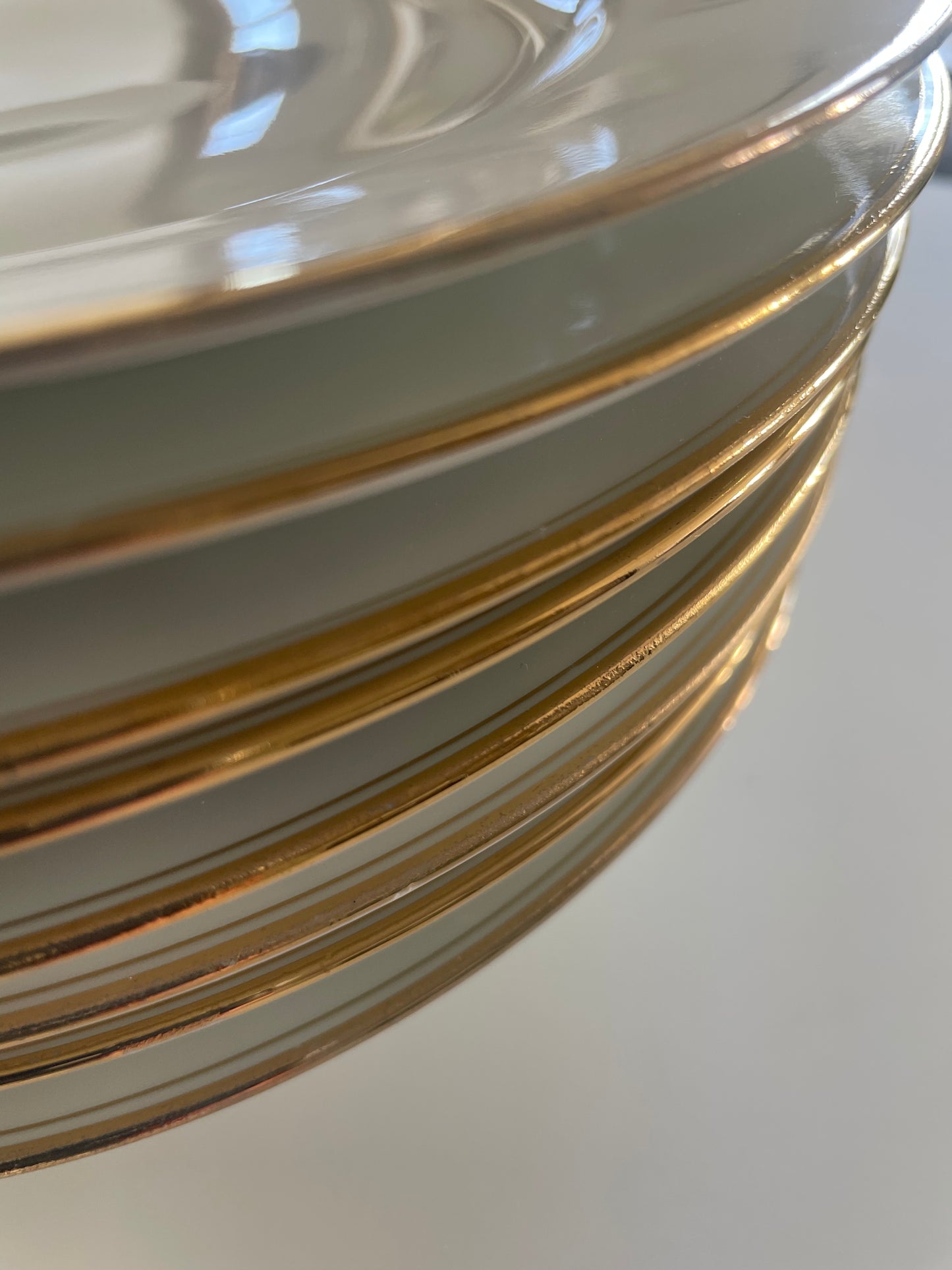 Georges Boyer white Limoges porcelain dinner service with gold edging