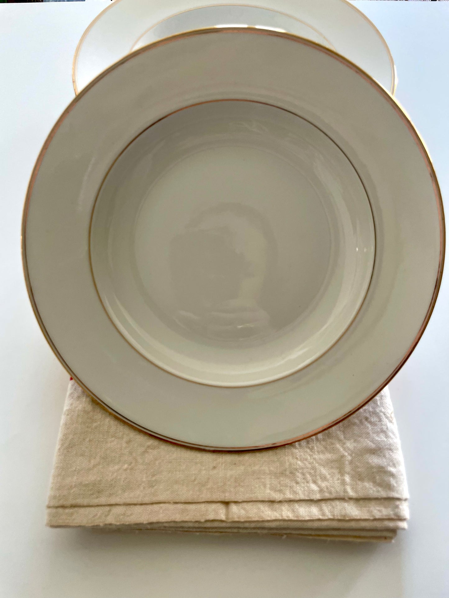 Georges Boyer white Limoges porcelain dinner service with gold edging