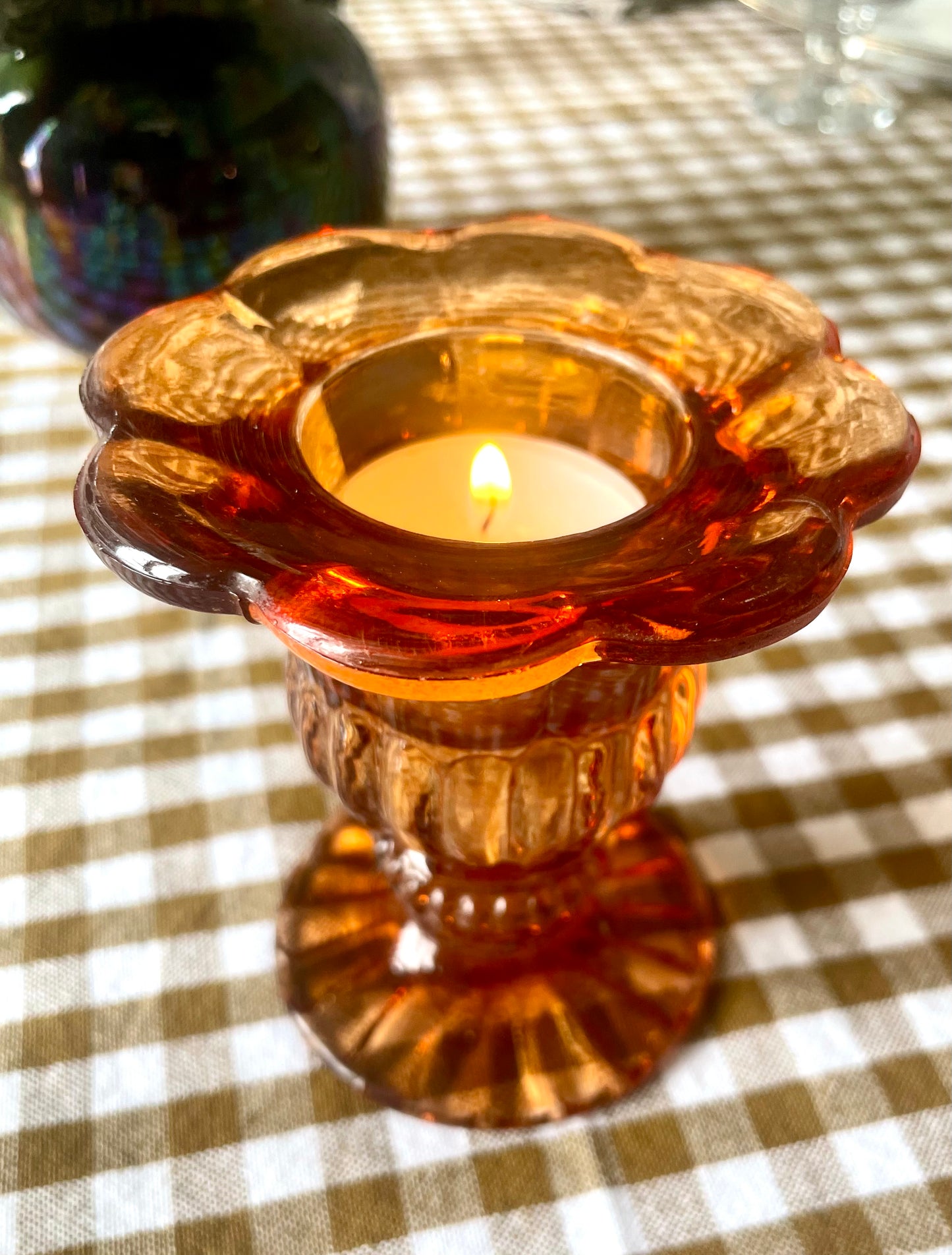 Pair of pressed glass candlesticks