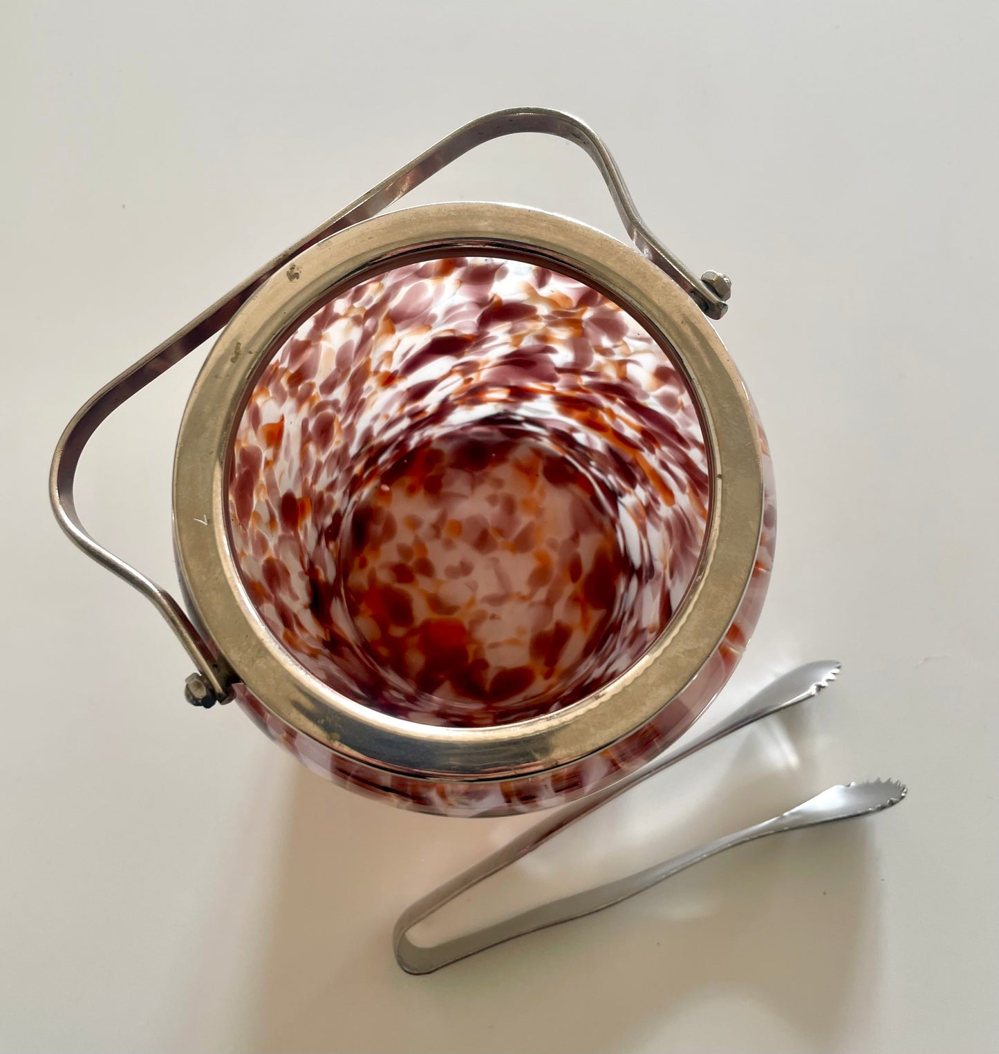 Vintage ice bucket and tongs
