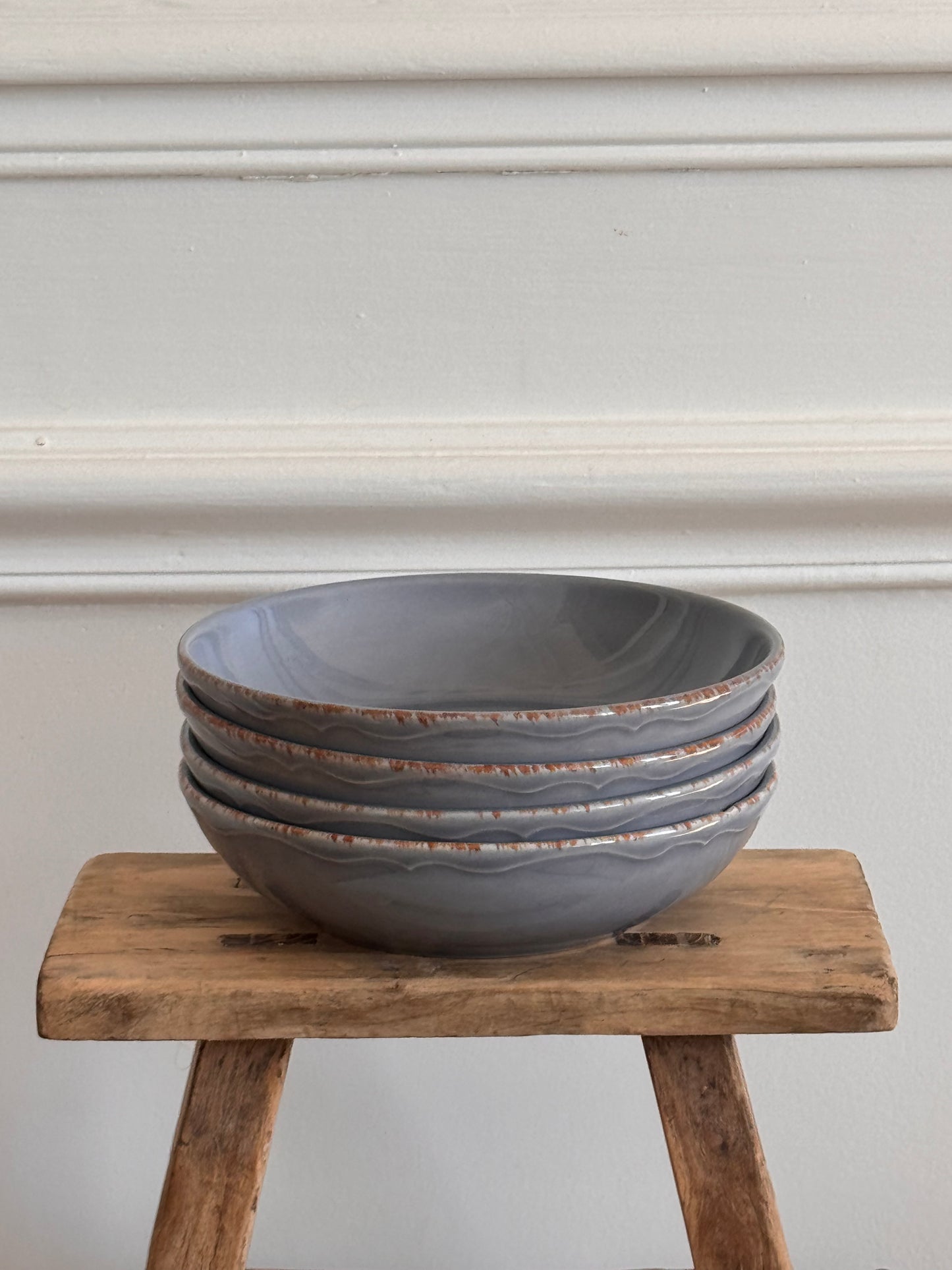 4 assiettes creuses bleu-gris VARAGES