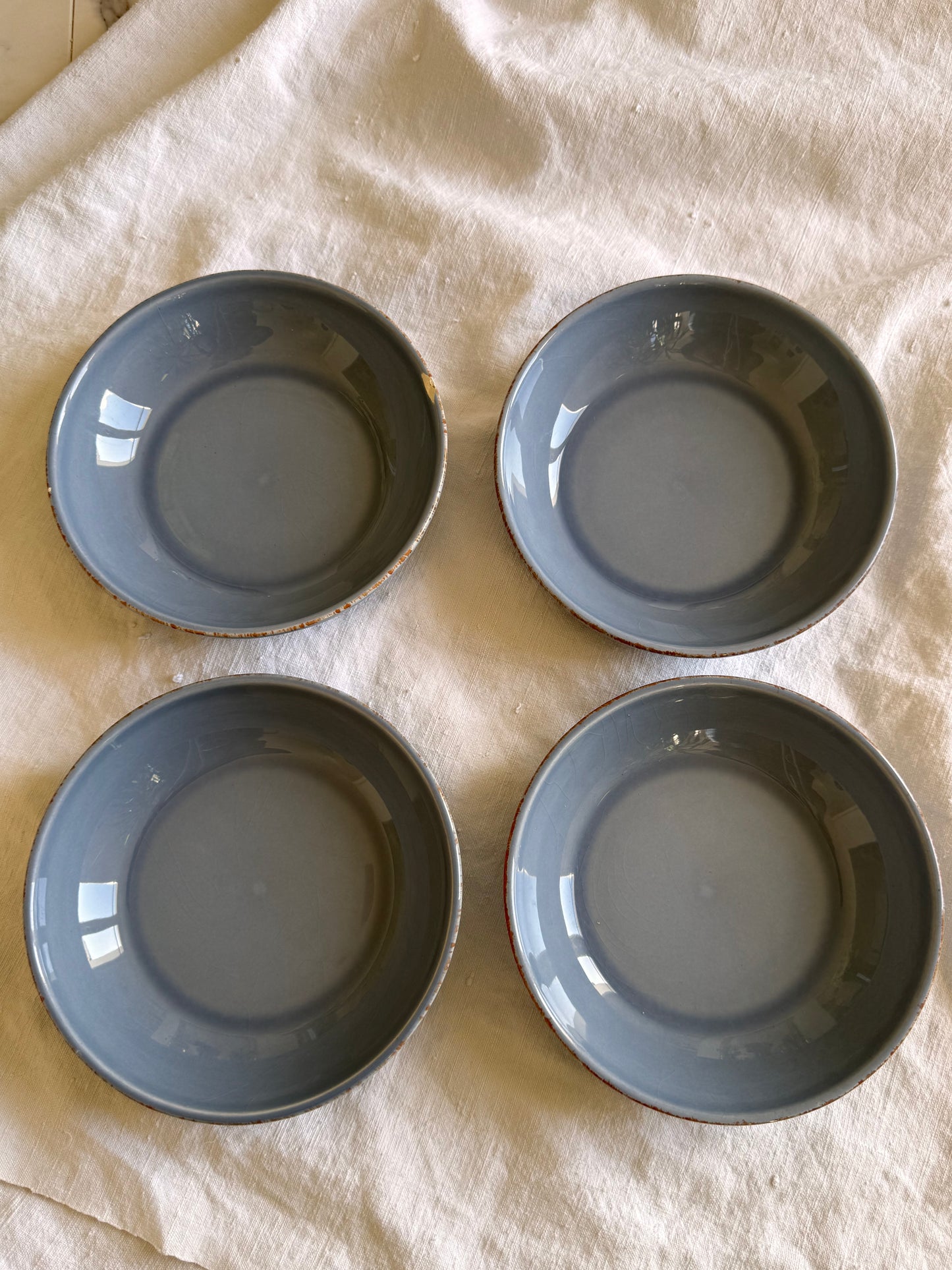 4 assiettes creuses bleu-gris VARAGES