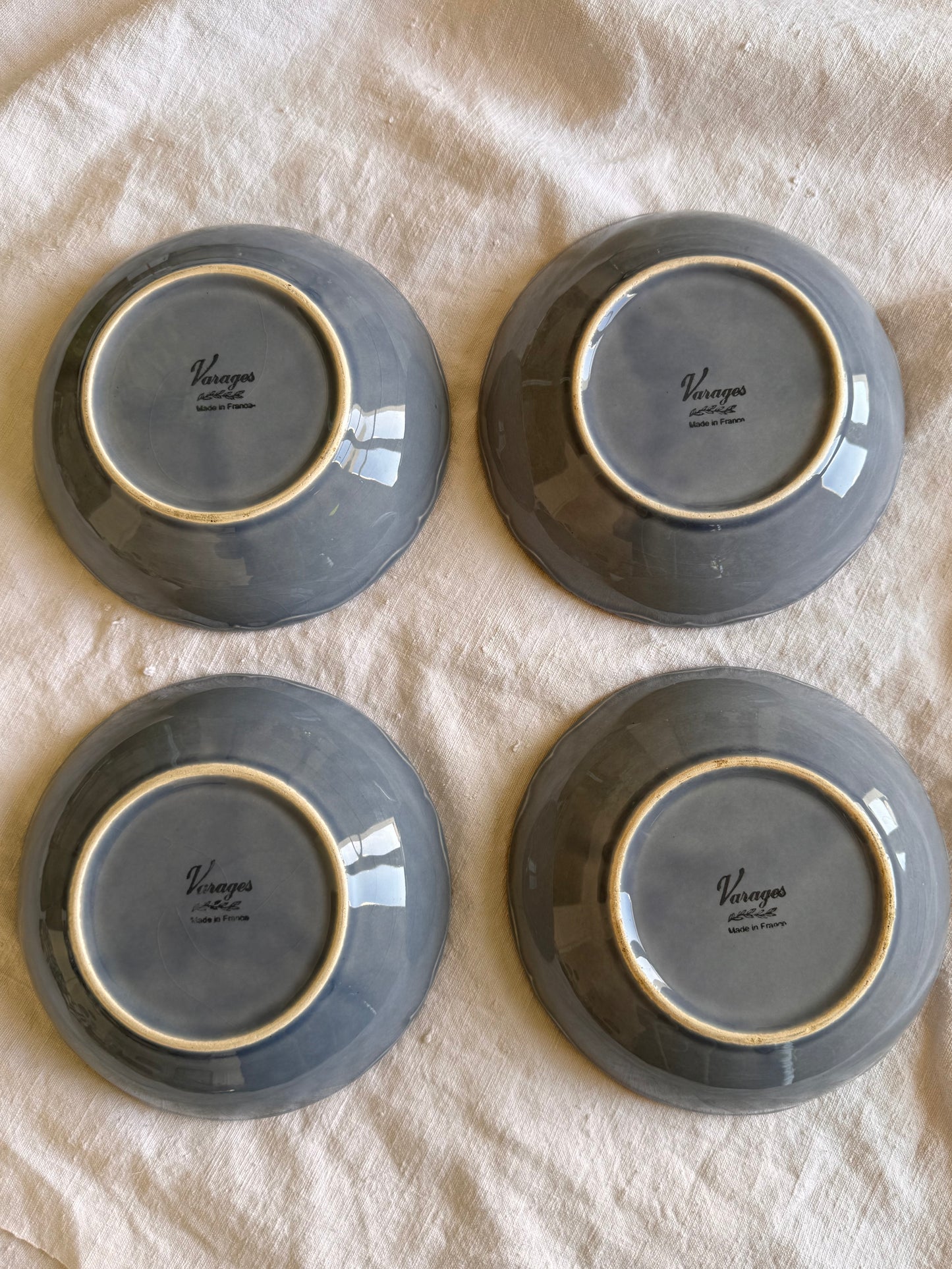 4 assiettes creuses bleu-gris VARAGES