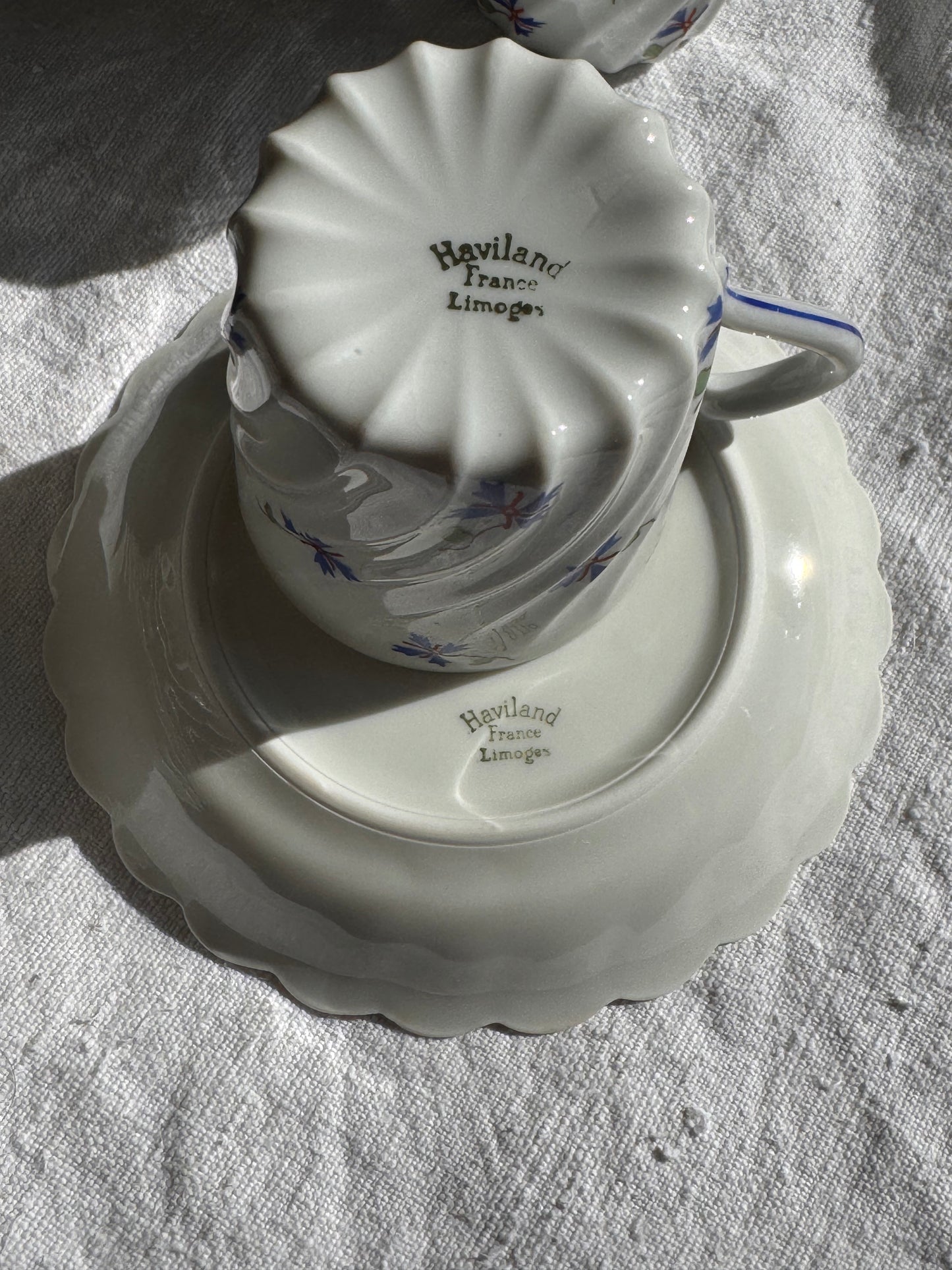 Tasses à café Haviland Limoges. Décor barbeaux, début XXè.