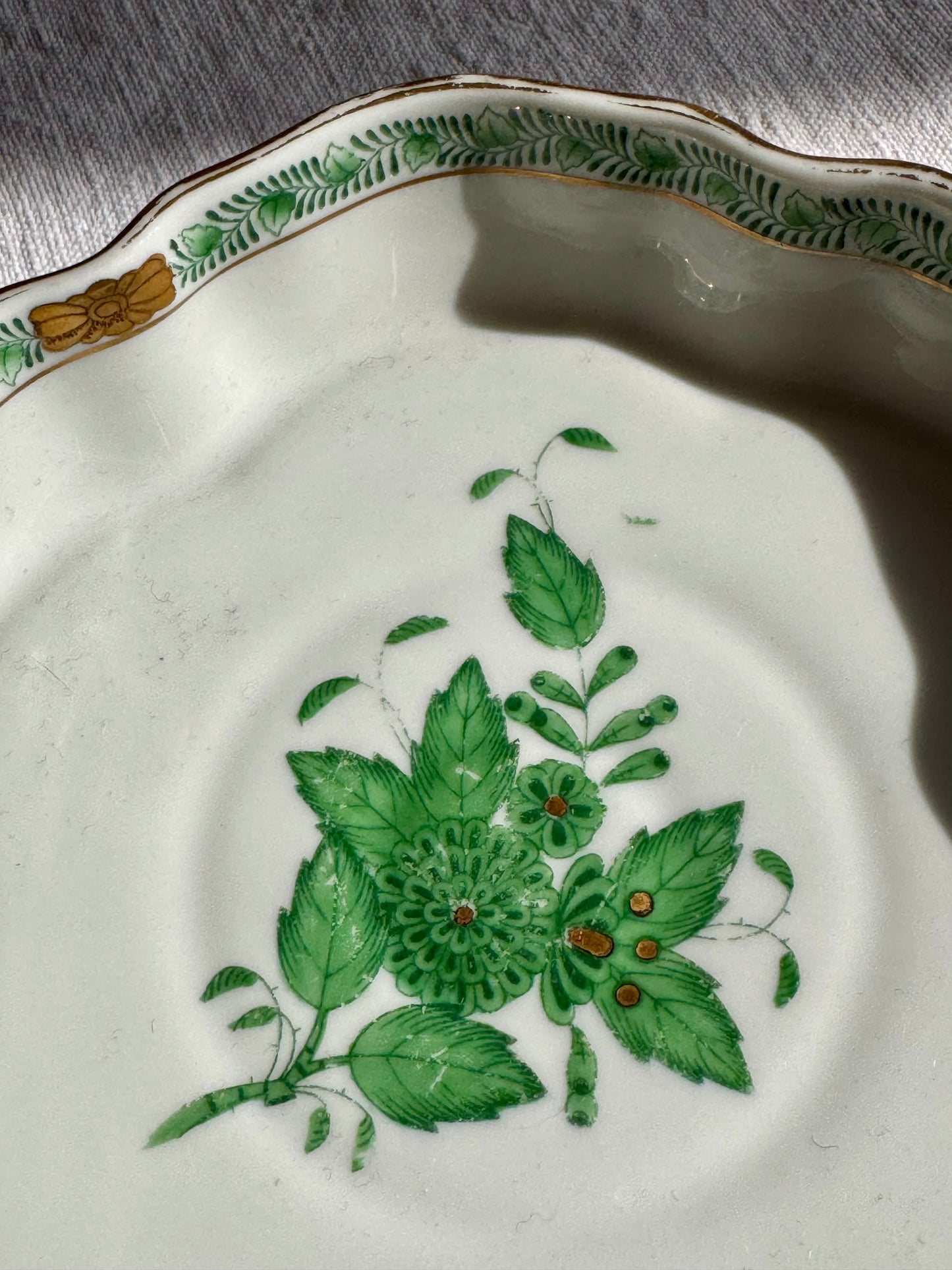 Vide-poche en porcelaine Apponyi vert HEREND