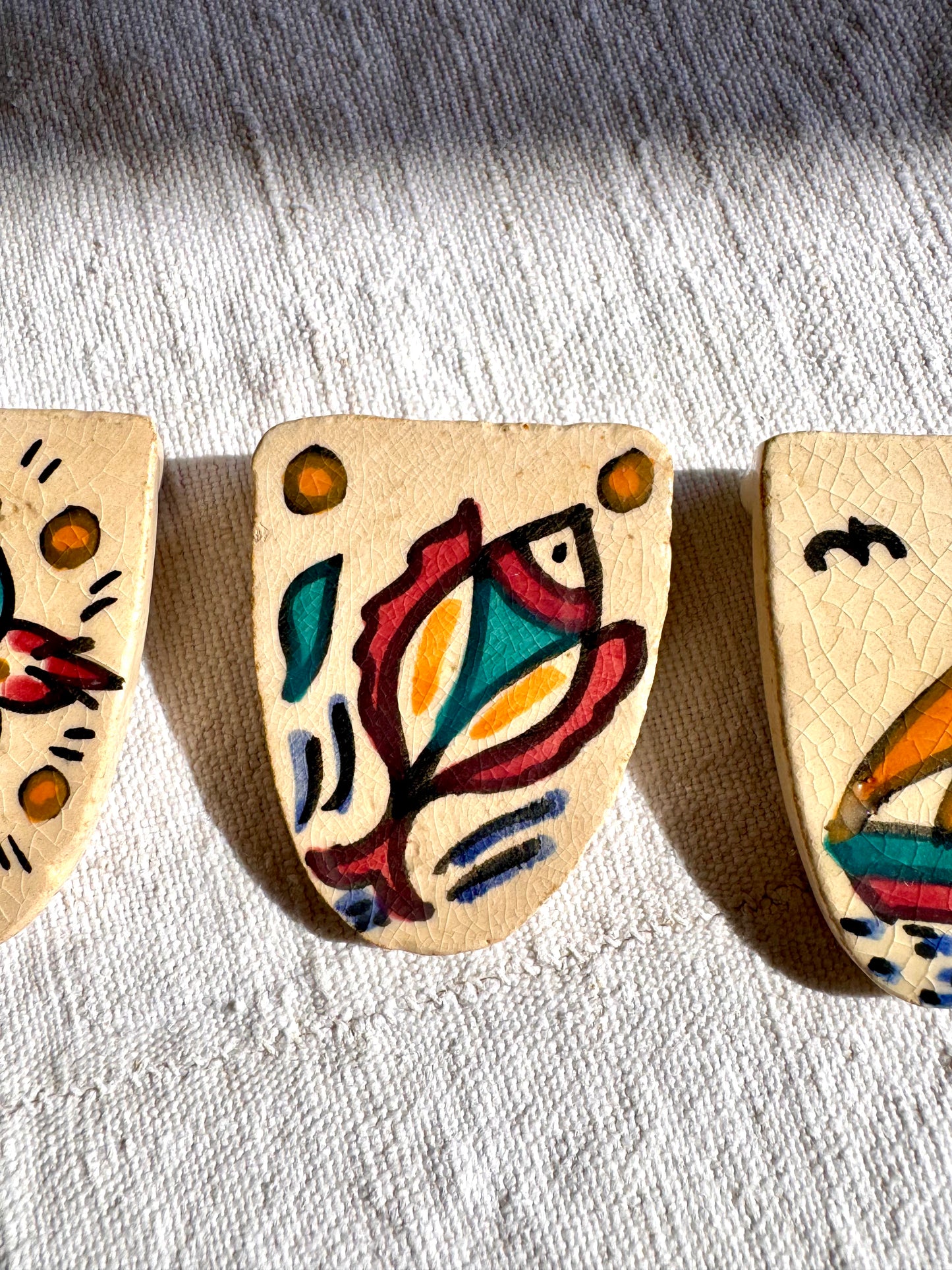 6 porte-couteaux en céramique. Artisanat tunisien.