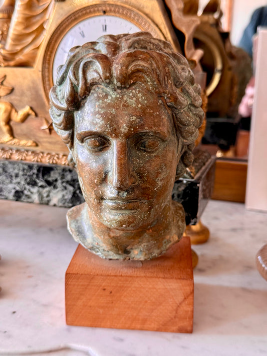 Petit buste d'Alexandre le Grand en plâtre effet bronze