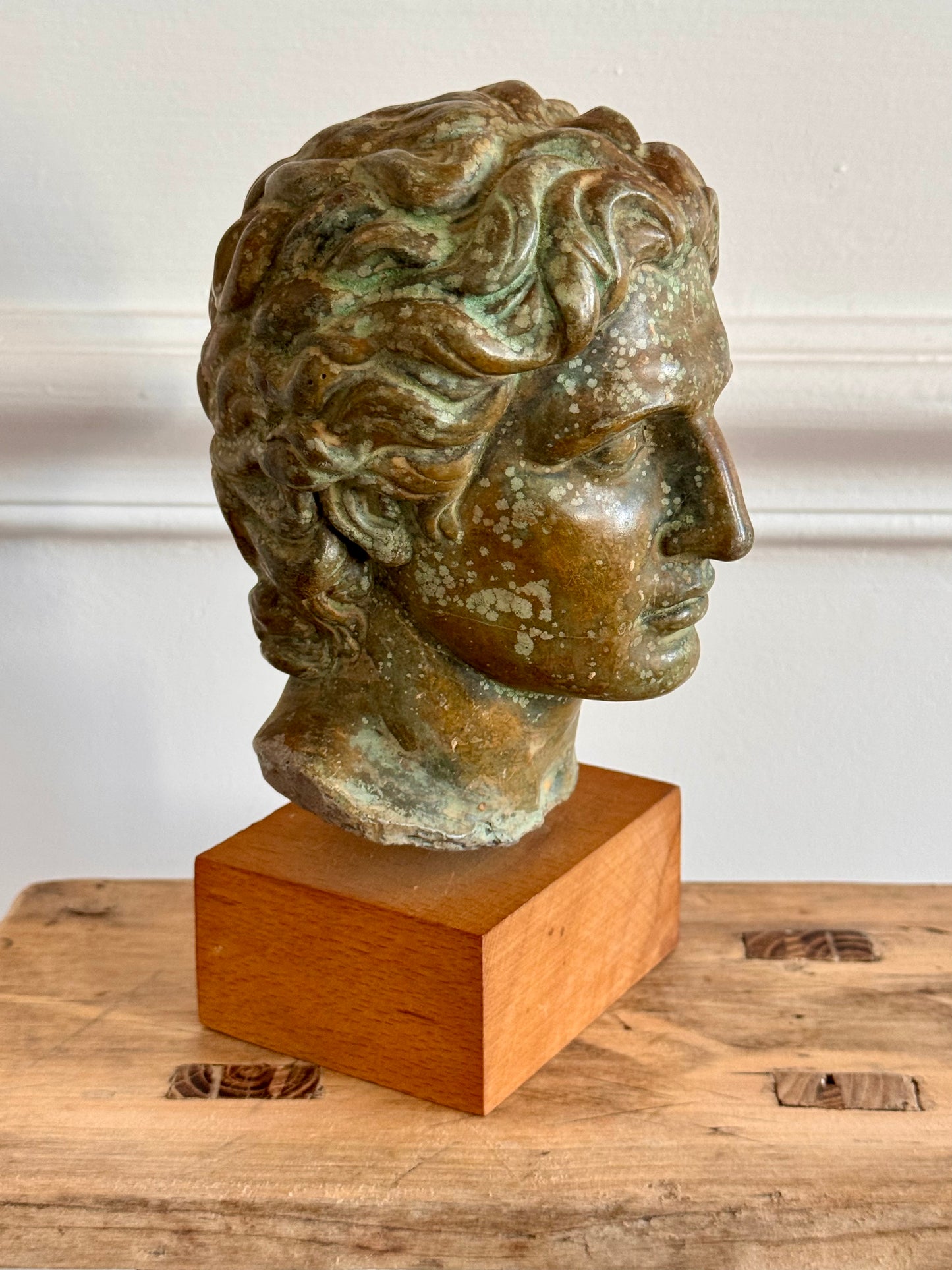 Petit buste d'Alexandre le Grand en plâtre effet bronze