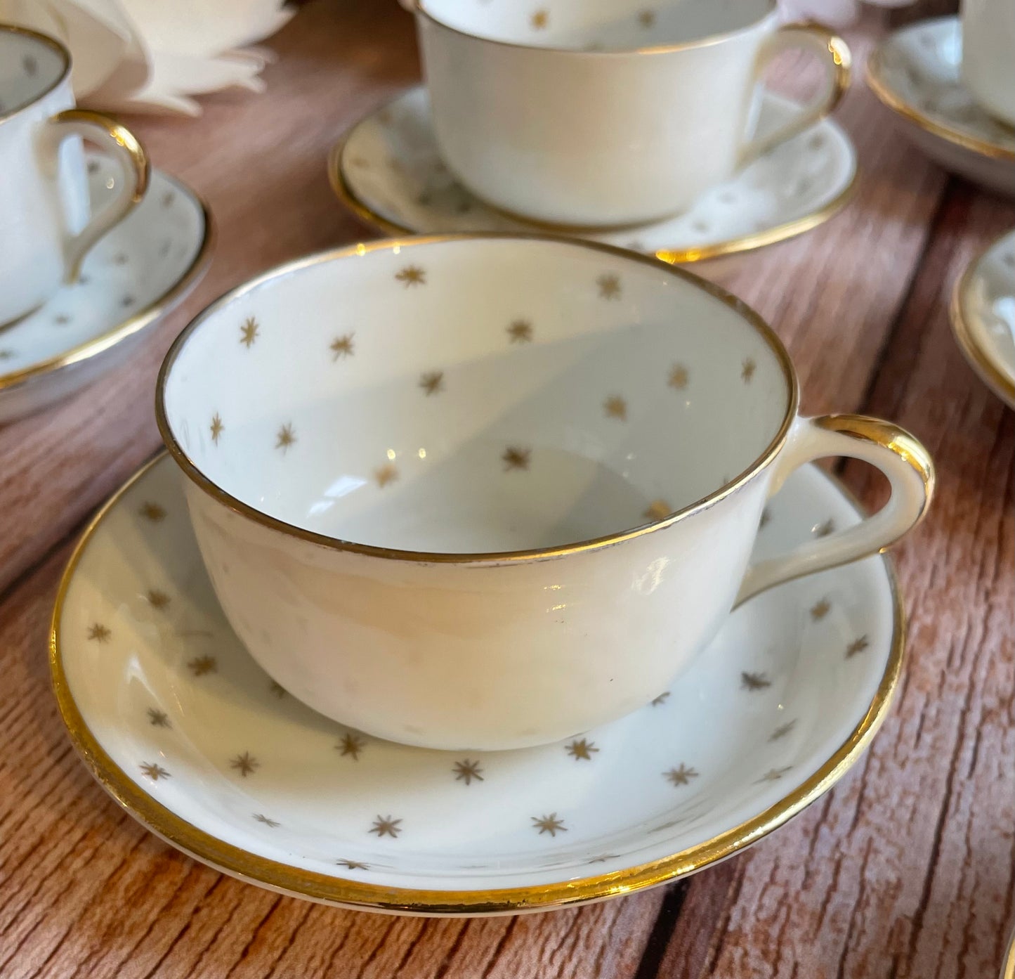 ✨ Service de 6 tasses à café en porcelaine motif étoilé