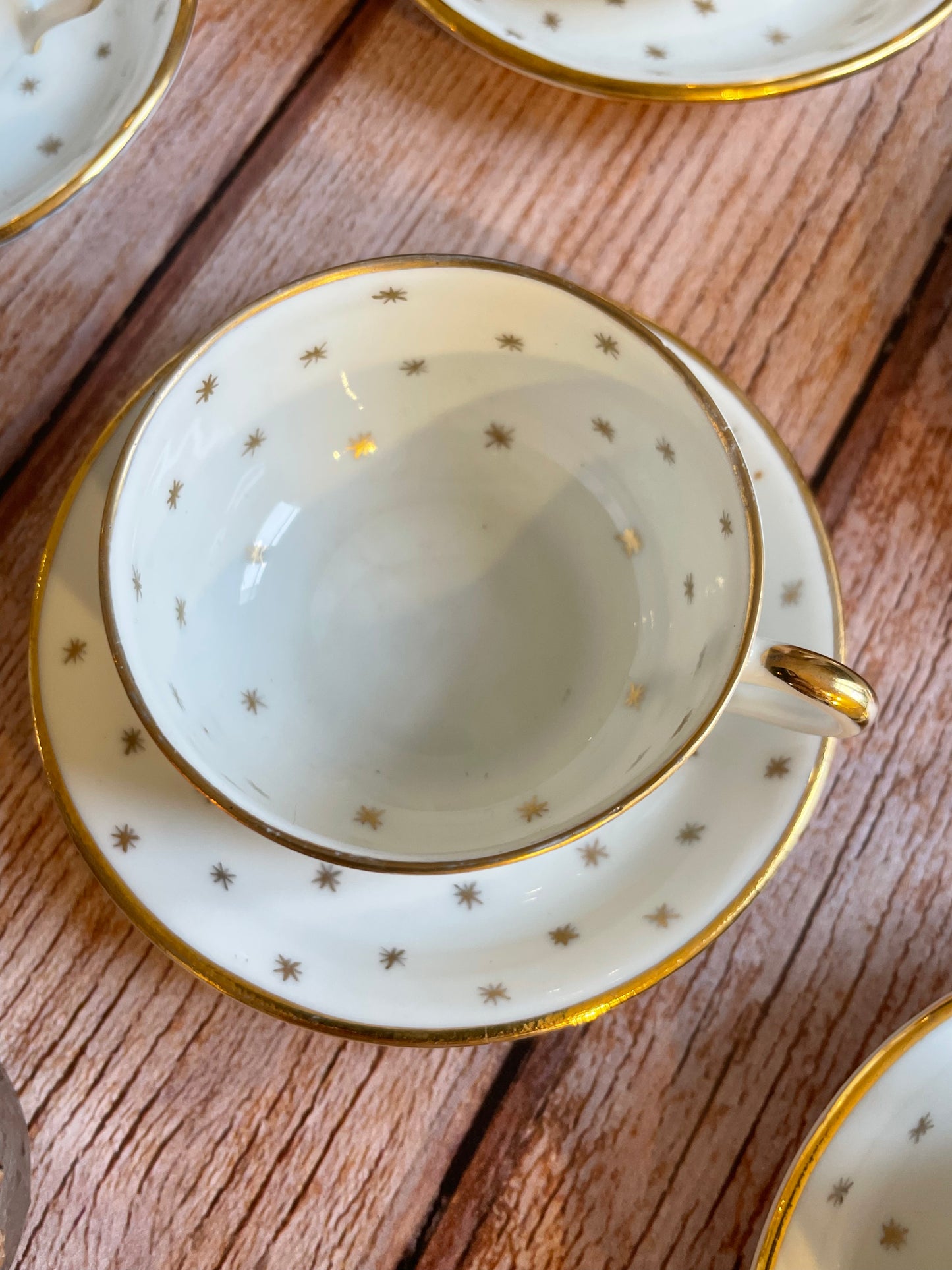 ✨ Service de 6 tasses à café en porcelaine motif étoilé