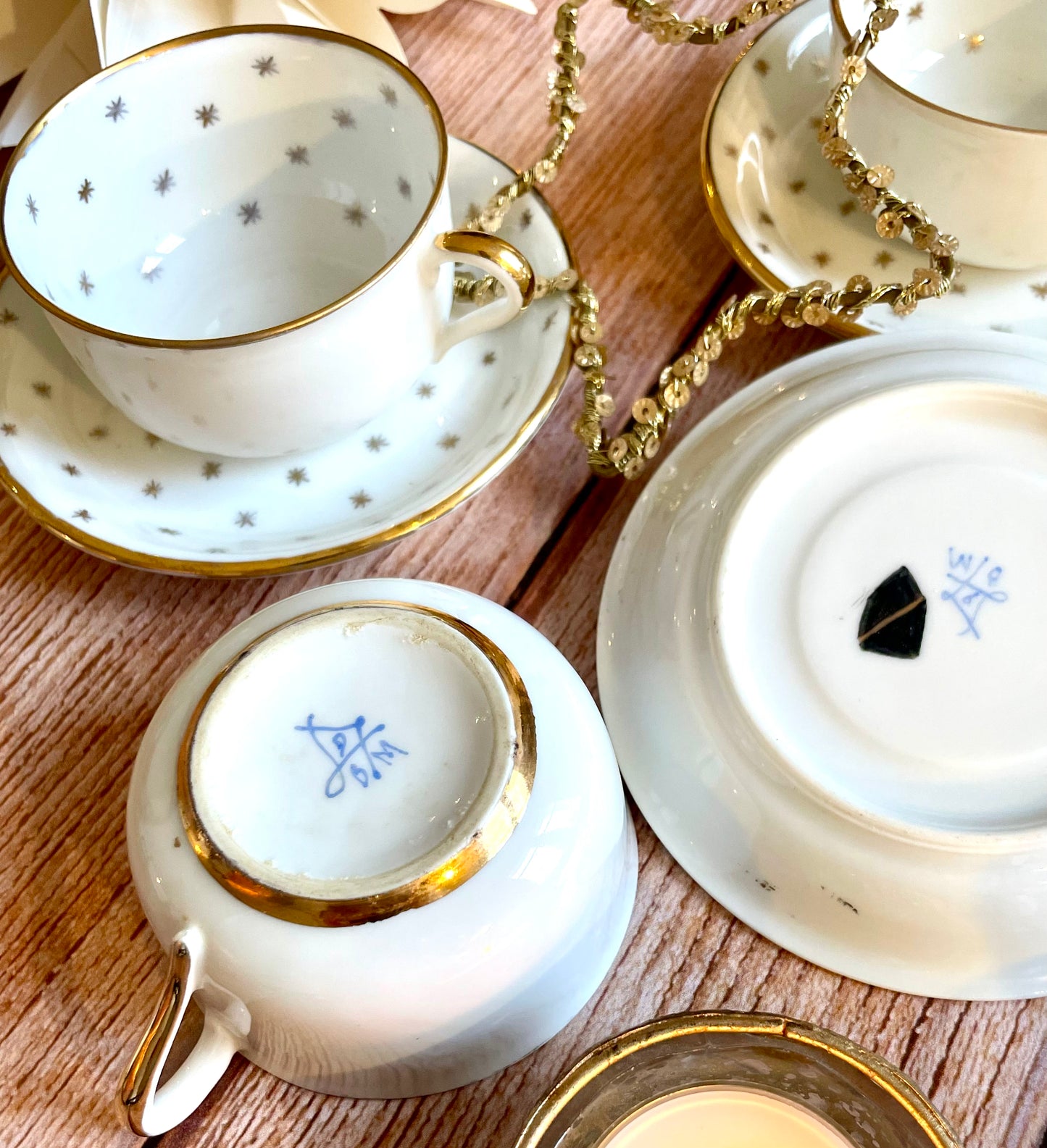 ✨ Service de 6 tasses à café en porcelaine motif étoilé