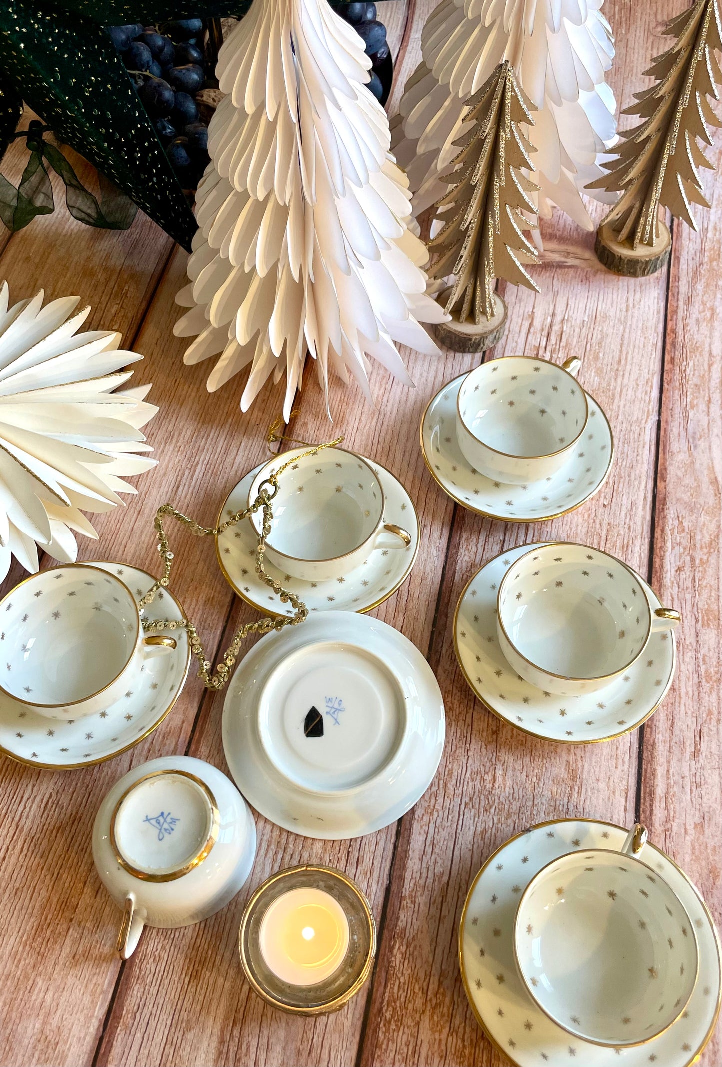 ✨ Service de 6 tasses à café en porcelaine motif étoilé