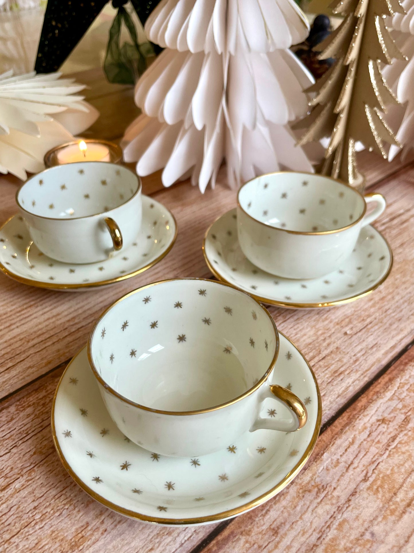 ✨ Service de 6 tasses à café en porcelaine motif étoilé